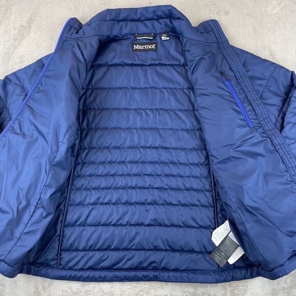 Marmot Jacket Big Kids Small Navy Blue Puffer Full Zip Mock Neck Zip Pockets - Picture 5 of 13